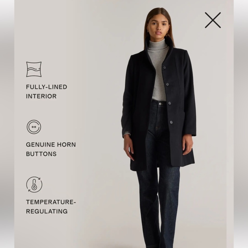 Quince Black Wool Cocoon Coat - Picture 6 of 10